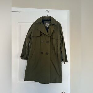 Who AU vintage women’s Double-Breasted olive green Trench Coat fall fashion